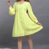 Beautiful Lemon yellow Muslin Short Dress Kurtis Design.