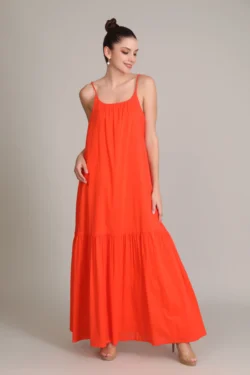 Buy Cotton Dresses Online at Best Price ORANGE RUSH TIERED MAXI Dress.