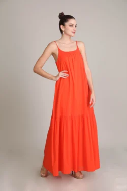 Buy Cotton Dresses Online at Best Price ORANGE RUSH TIERED MAXI Dress.