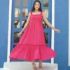 Buy Trending fancy Fuchsia Rayon Midi Long Dress.