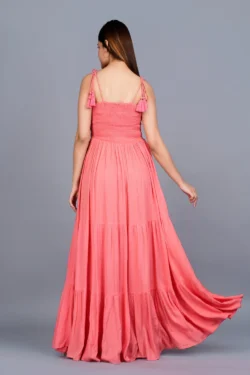 Buy Party wear Trending Pink Sleeveless long Dress.