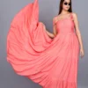 Buy Party wear Trending Pink Sleeveless long Dress.